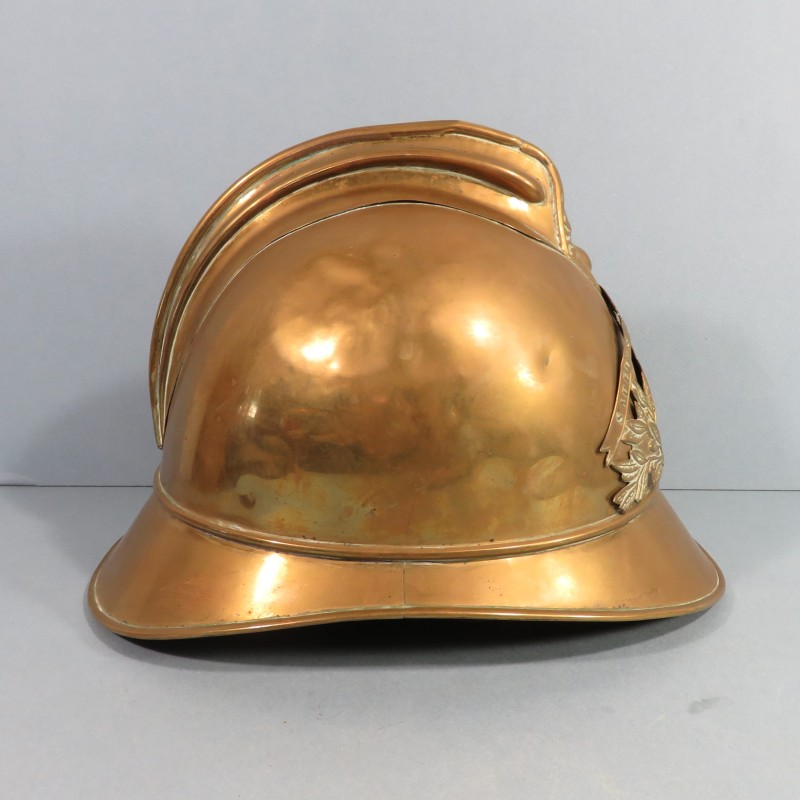 CASQUE DES SAPEURS-POMPIERS DE LA VILLE DE GERMINY L'EVEQUE MODELE 1885 1895 COMPLET AVEC SON INTERIEUR